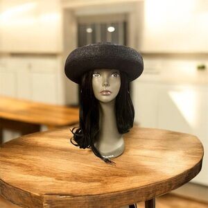 1980s Black Wide-Brim Straw Hat – Pretty Woman Style